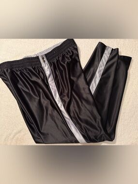 Finish Line Men’s Tear Away Snap Track Pants Size XL Black & Silver Pockets